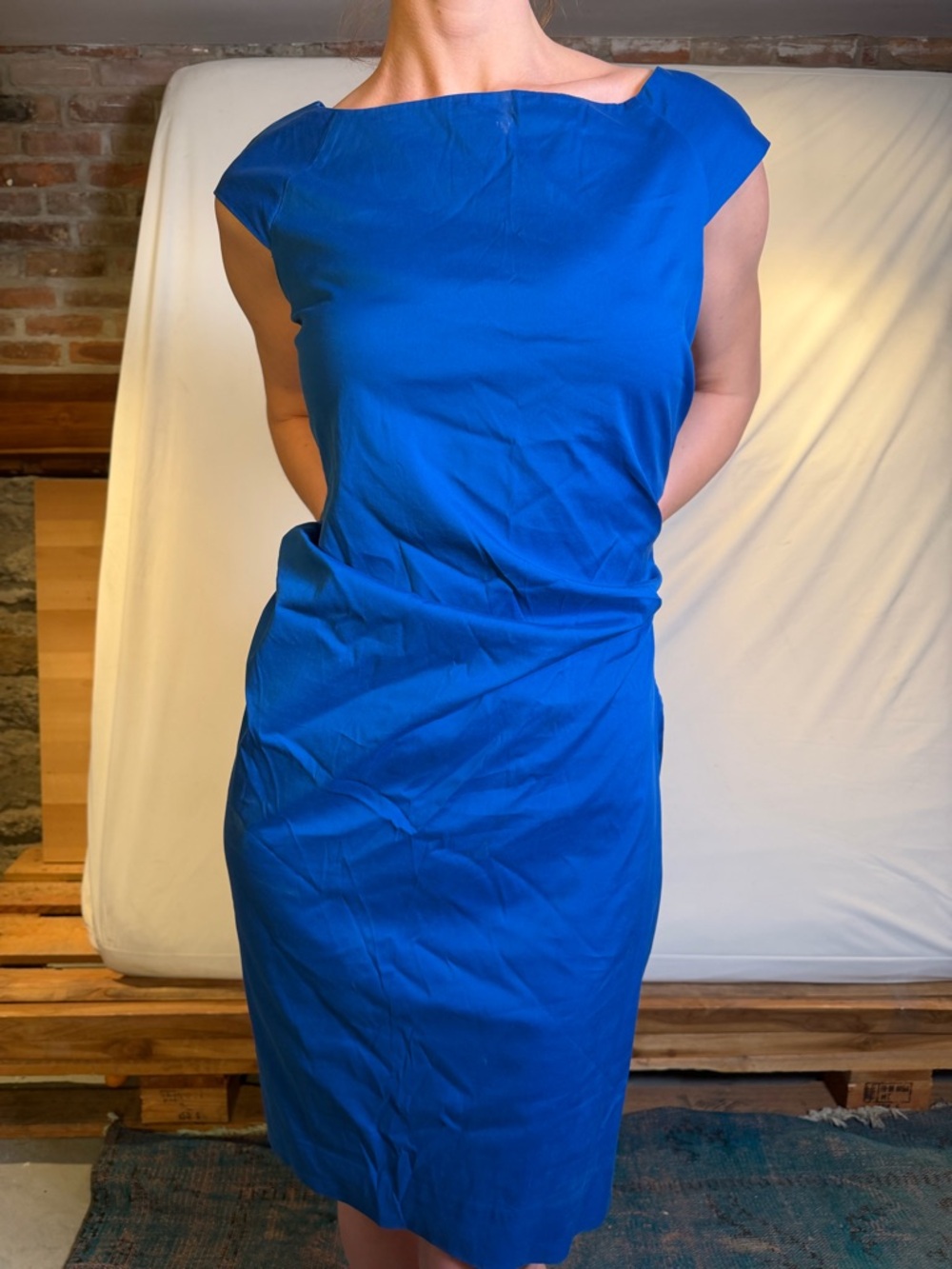 Diane Von Furstenberg Cobalt Blue Midi Sheath Dress
